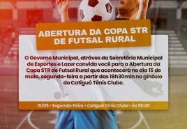 Abertura da Copa STR de Futsal Rural acontece na noite de hoje