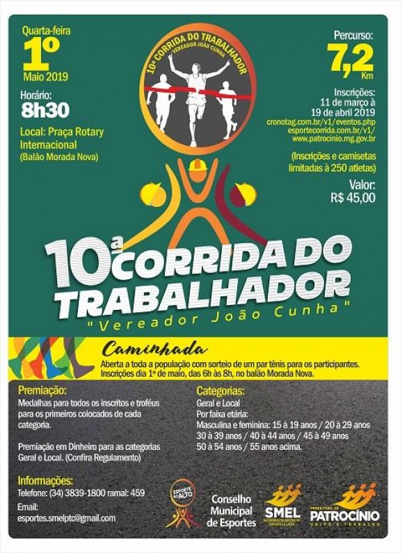 Abertas as inscrições para a 10ª Corrida do Trabalhador “Vereador João Cunha”