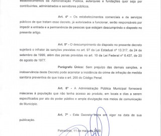 Imagem 2 do post Novo decreto torna obrigatório o uso de máscaras em Patrocínio a partir do dia 13 de maio