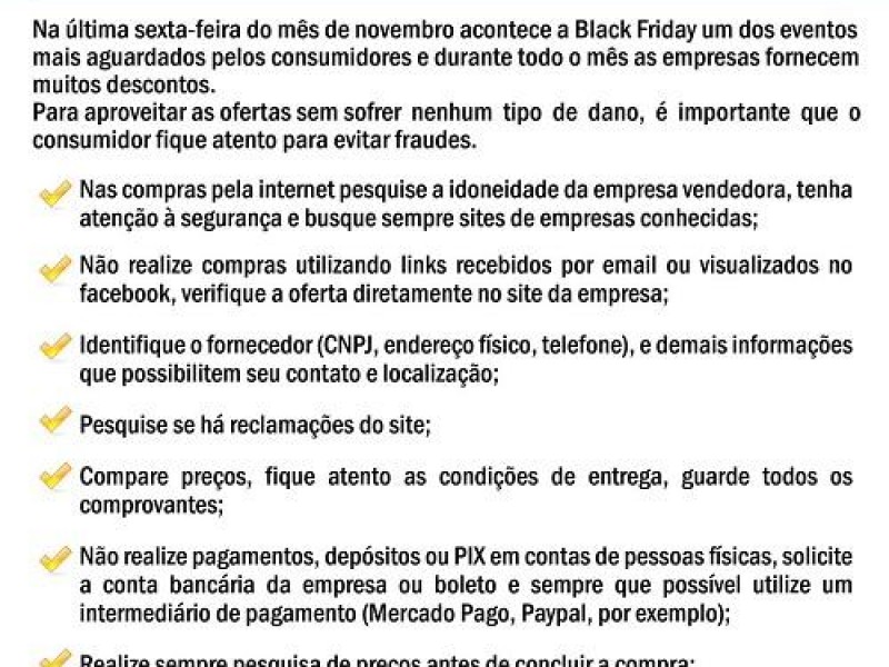 Confira as dicas do Procon Municipal para o Black Friday
