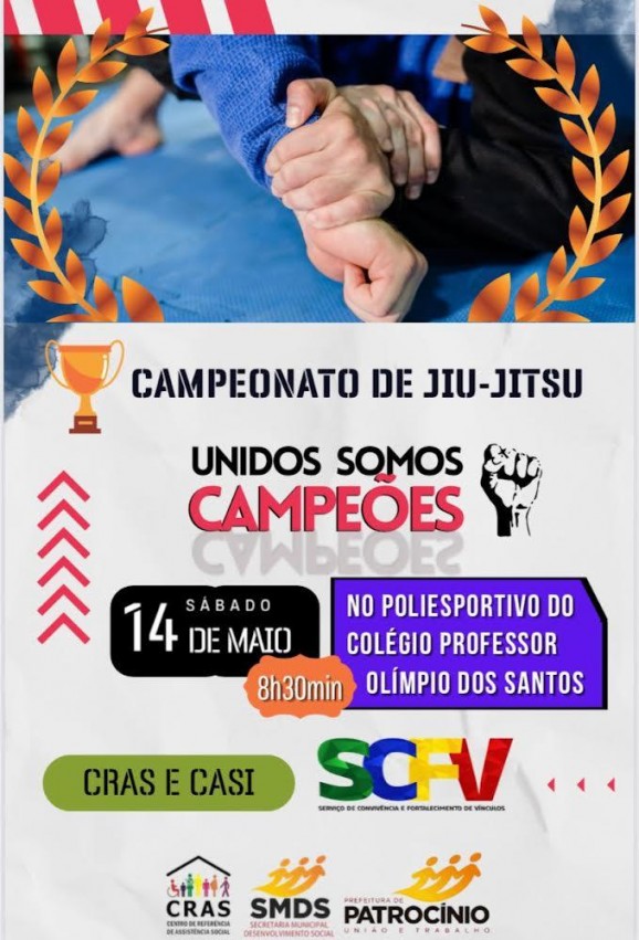 Campeonato de Jiu-Jitsu “Unidos Somos Campeões” acontece neste sábado