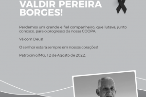 COOPA faz agradecimento a Valdir Pereira Borges
